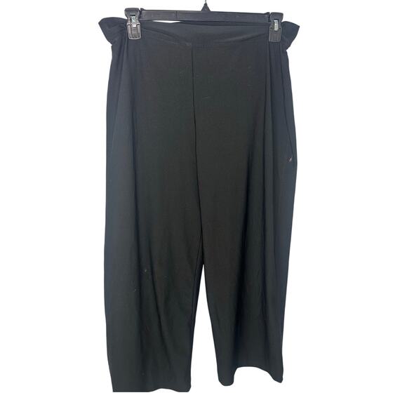Spanx Wide Leg Cropped Pull On Pants Women's Plus Size 1X Black Flowy Stretch - Picture 1 of 6